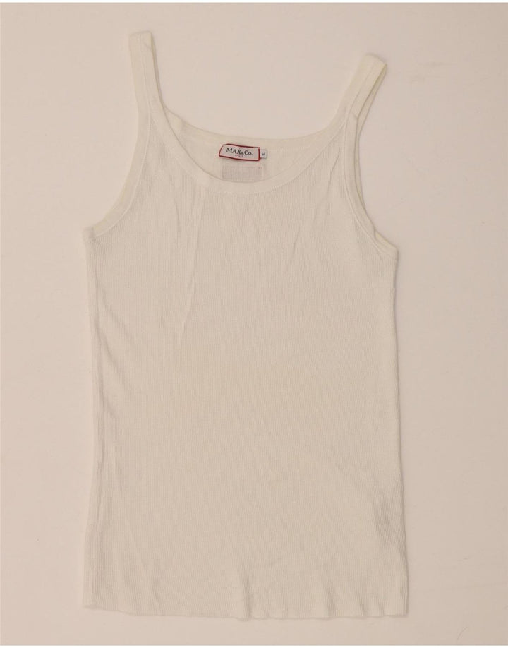 Top corto da donna Max & Co. Cami Top UK 12 cotone bianco medio