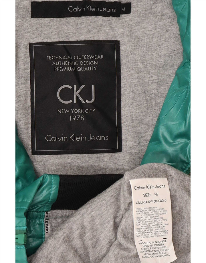 Bomber con cappuccio grafico da donna Calvin Klein Jeans UK 14 Verde medio