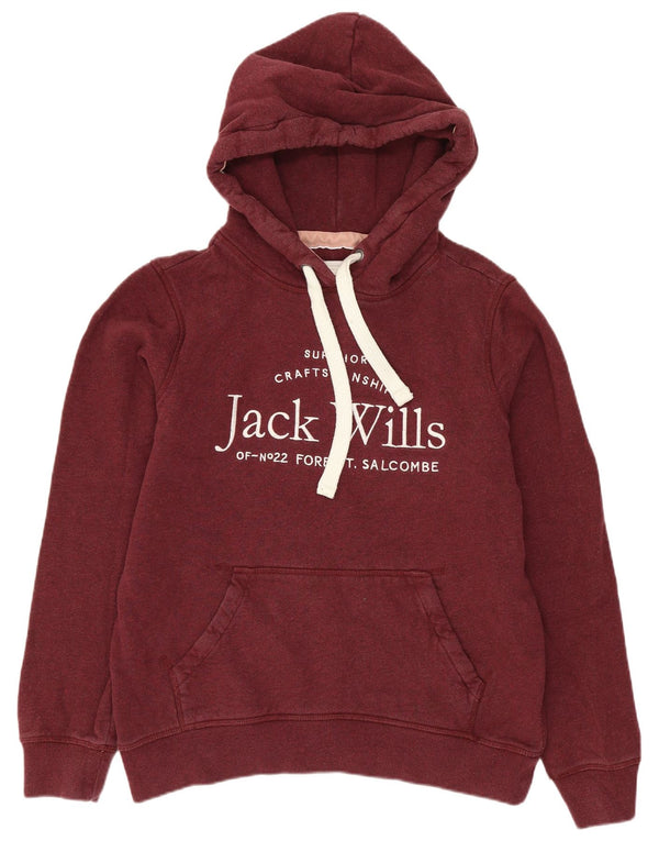 Jack Wills Womens Oversized Hoodie Jumper UK 10 Small  Burgundy Cotton