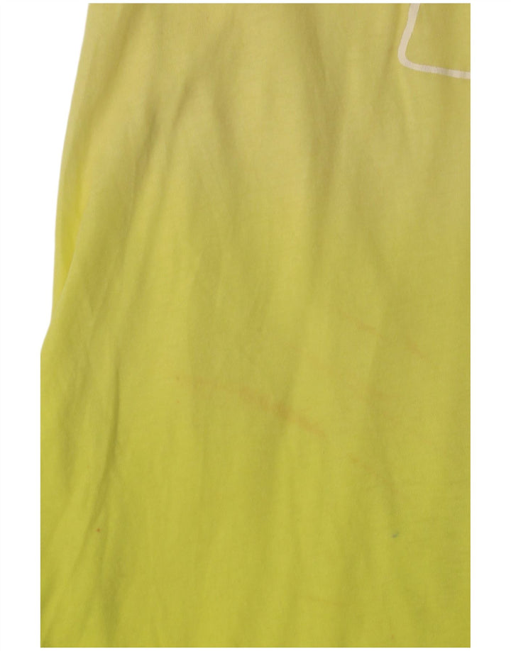 BENETTON Top tunica grafica da donna UK 8 Small Yellow Colourblock Beach