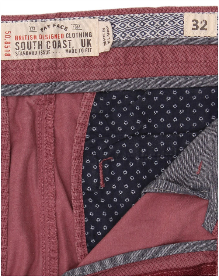 Pantaloncini chino da uomo con motivo astratto Fat Face W32 cotone bordeaux medio