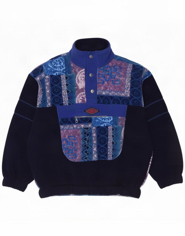 Santostefano Maglione in pile da uomo con zip e collo grande color block blu navy