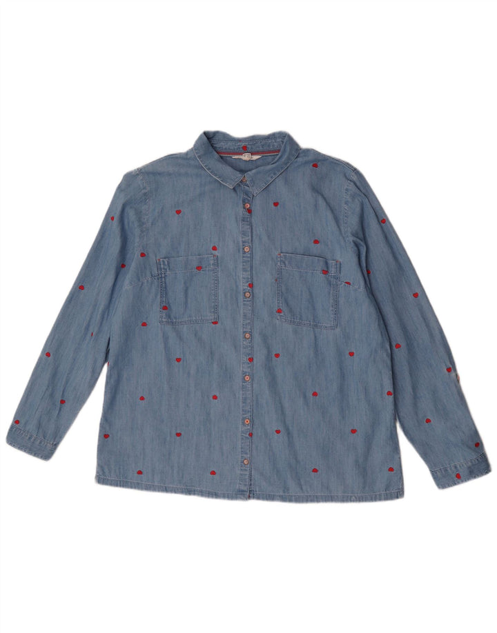 Camicia da donna con motivo astratto White Stuff UK 16 grande cotone blu