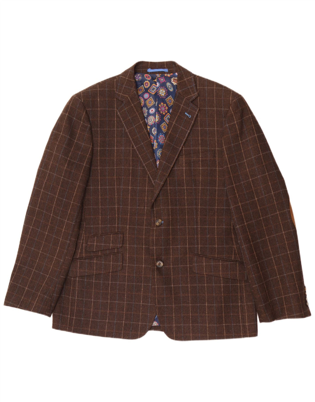 Giacca blazer da uomo dalla vestibilità regolare Harvey & Jones UK 46 3XL a quadri marroni