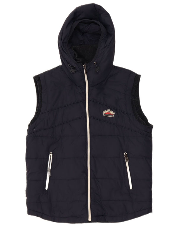 Gilet imbottito con cappuccio da uomo Superdry UK 42 XL poliestere blu navy