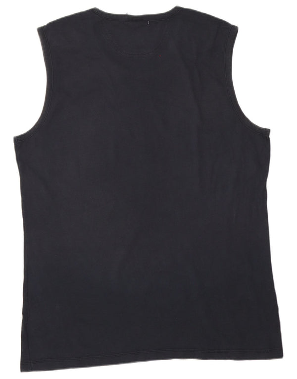 Canotta Adidas da uomo grande in cotone blu navy