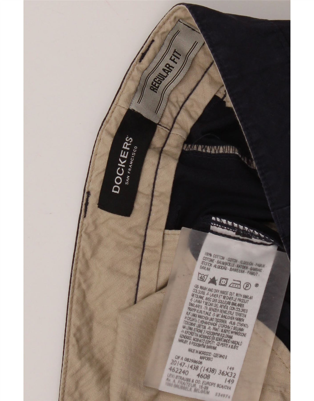 Pantaloni chino vestibilità regolare da donna Dockers W36 L32 cotone blu navy