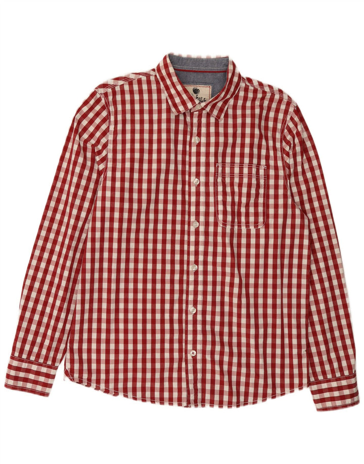 FAT FACE Camicia da uomo in cotone a quadretti rosso medio