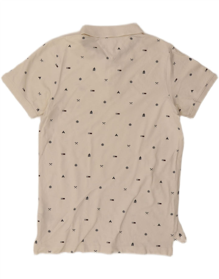 TOMMY HILFIGER Polo da uomo grafica slim fit in cotone bianco sporco medio