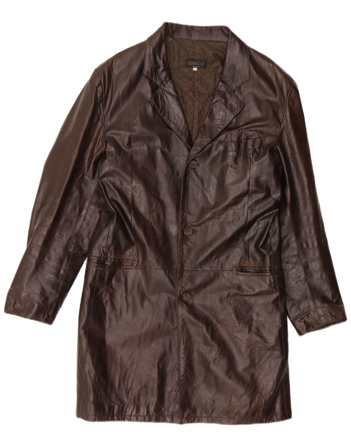 Cappotto in pelle da uomo VINTAGE IT 54 2XL Pelle marrone