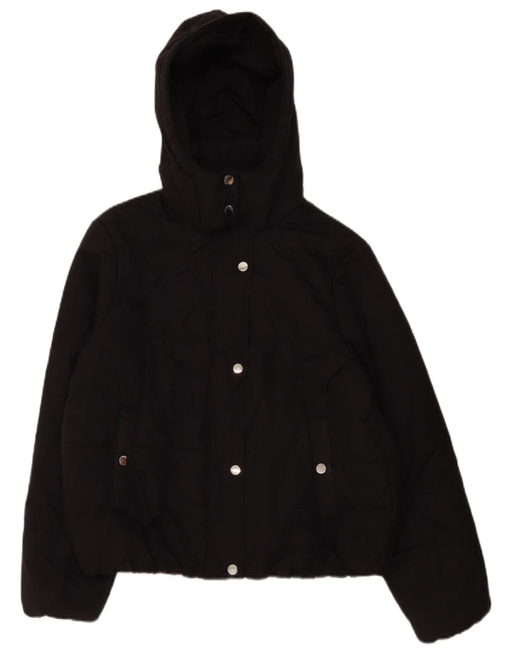 Giacca imbottita con cappuccio da donna Marks & Spencer UK 12 medio poliestere nero