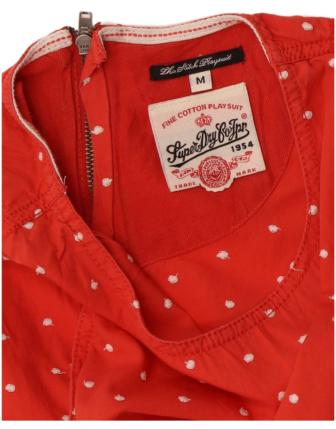 Tutina senza maniche da donna Superdry UK 14 Medium Red Spotted