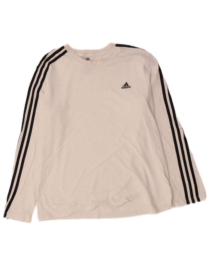 Maglia manica lunga da donna Adidas UK 16/18 grande cotone bianco