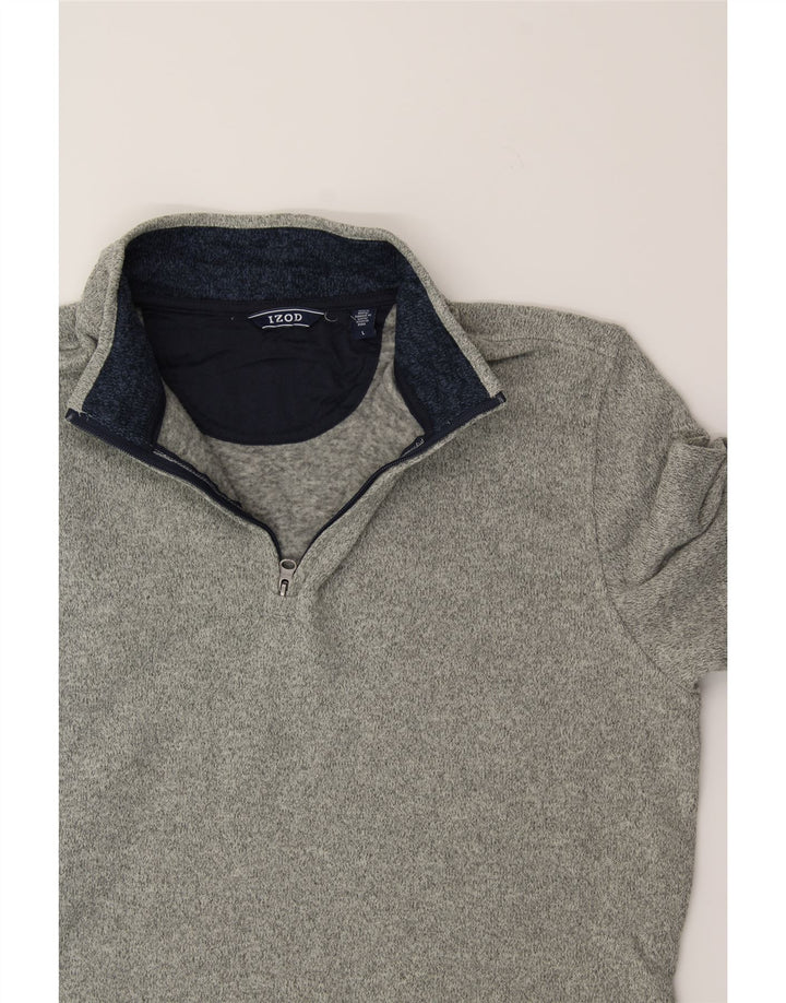 IZOD Mens Zip Neck Sweatshirt Jumper Large Grey Flecked Polyester Vintage Izod and Second-Hand Izod from Messina Hembry 