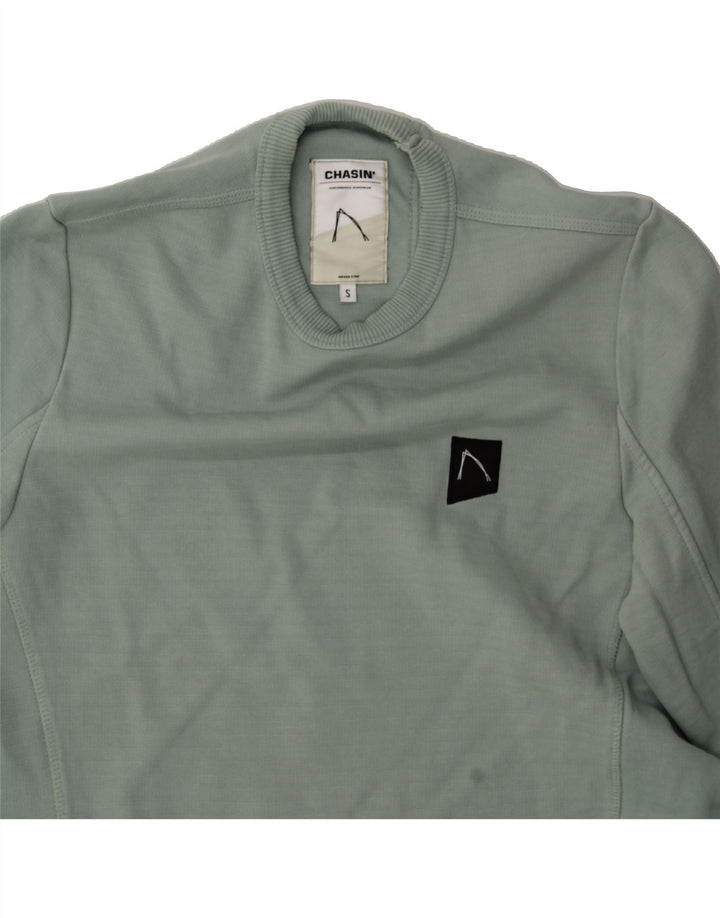 VINTAGE Mens Sweatshirt Jumper Small Green Cotton Vintage Vintage and Second-Hand Vintage from Messina Hembry 