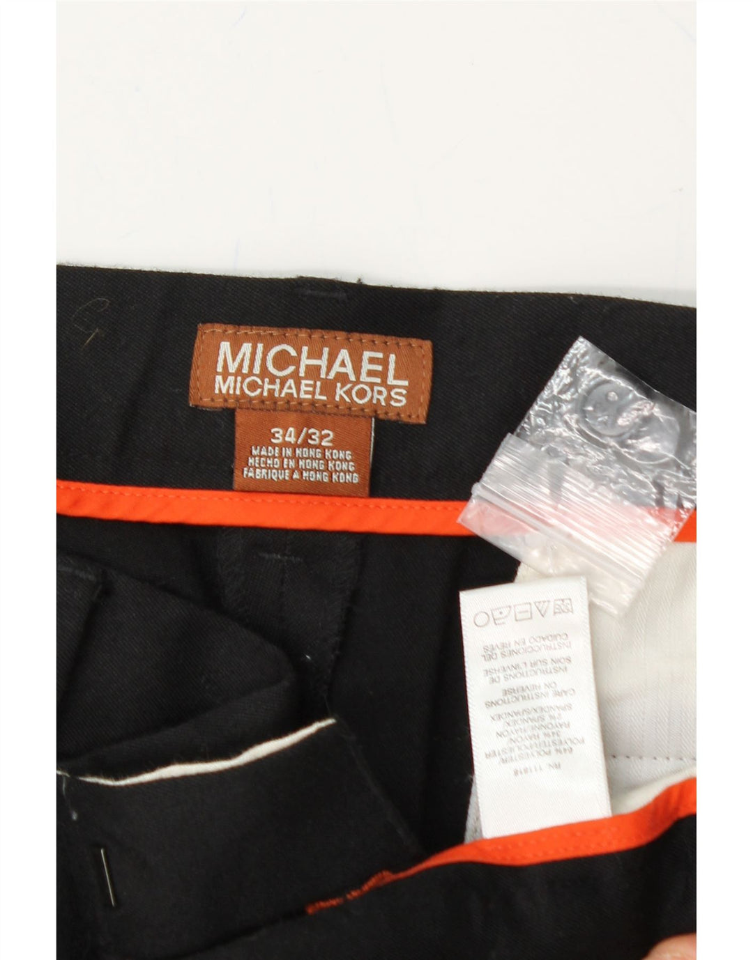 MICHAEL KORS Mens Straight Chino Trousers W34 L27 Black Polyester Vintage Michael Kors and Second-Hand Michael Kors from Messina Hembry 