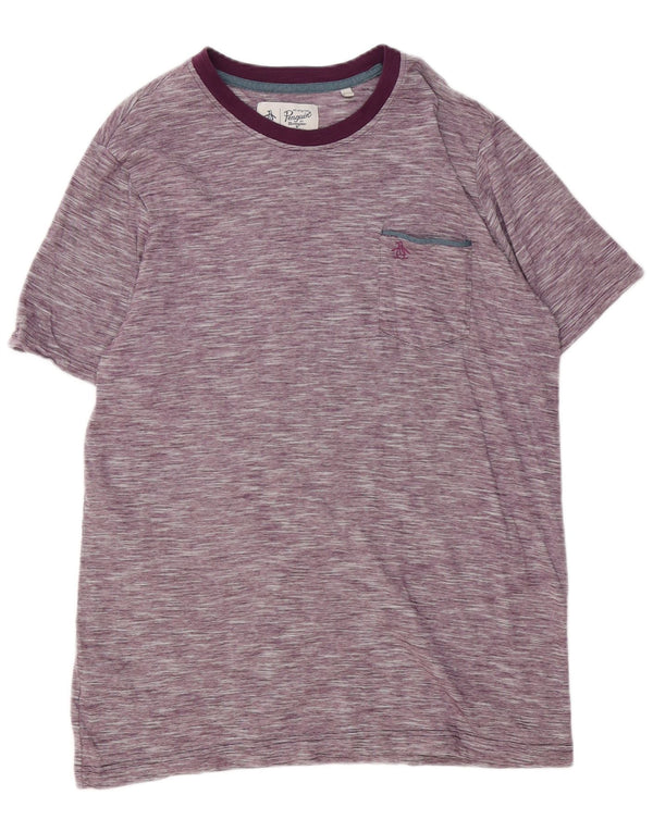 T-shirt da uomo Penguin Top grande cotone screziato viola