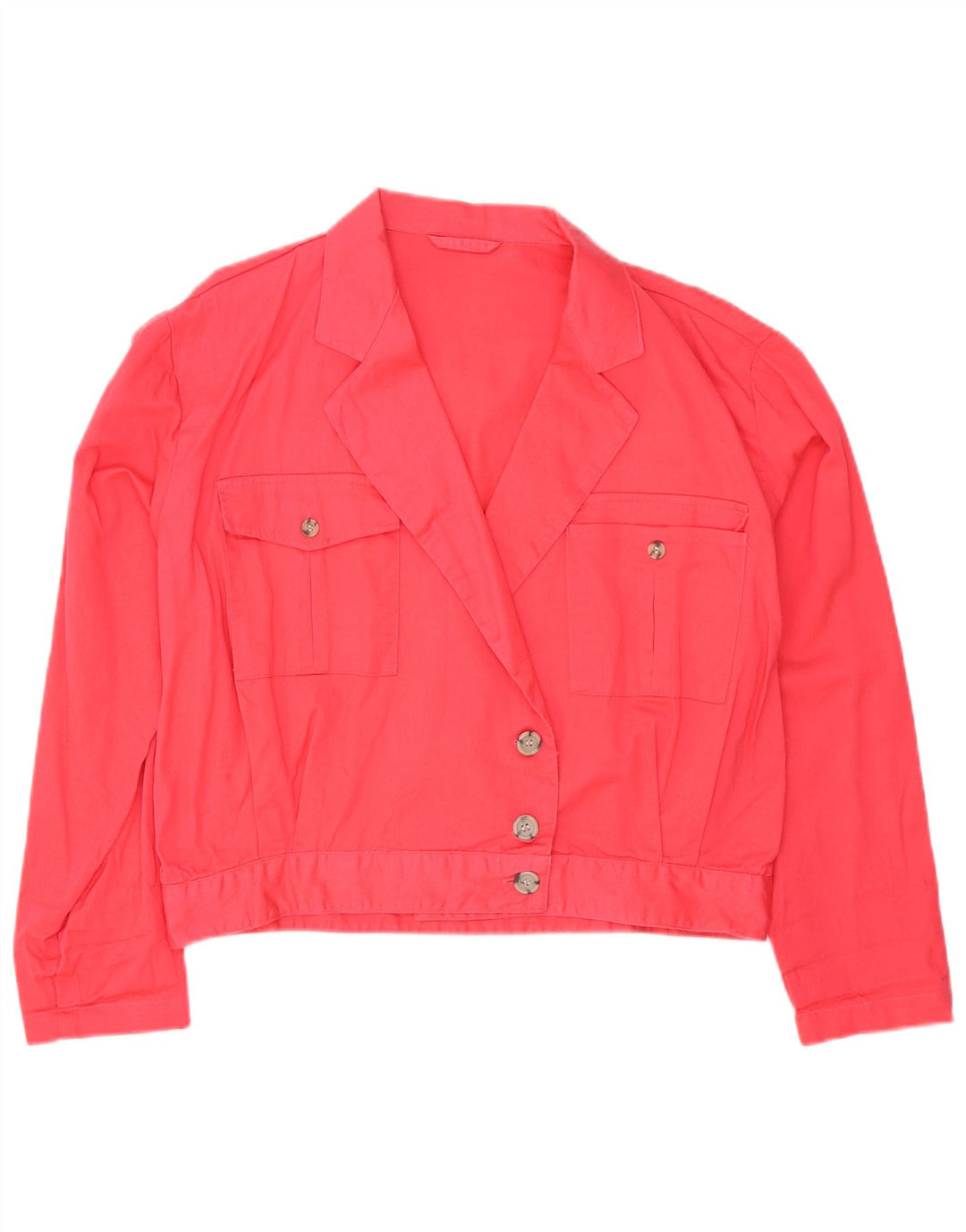 Giacca blazer vintage da donna a 3 bottoni UK 16 grande cotone rosa