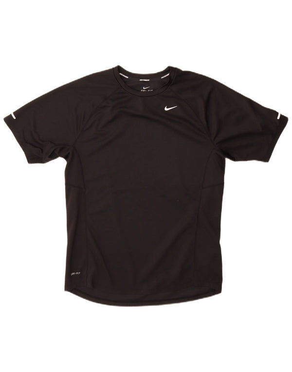 T-shirt Nike da uomo Dri Fit, top in poliestere nero medio
