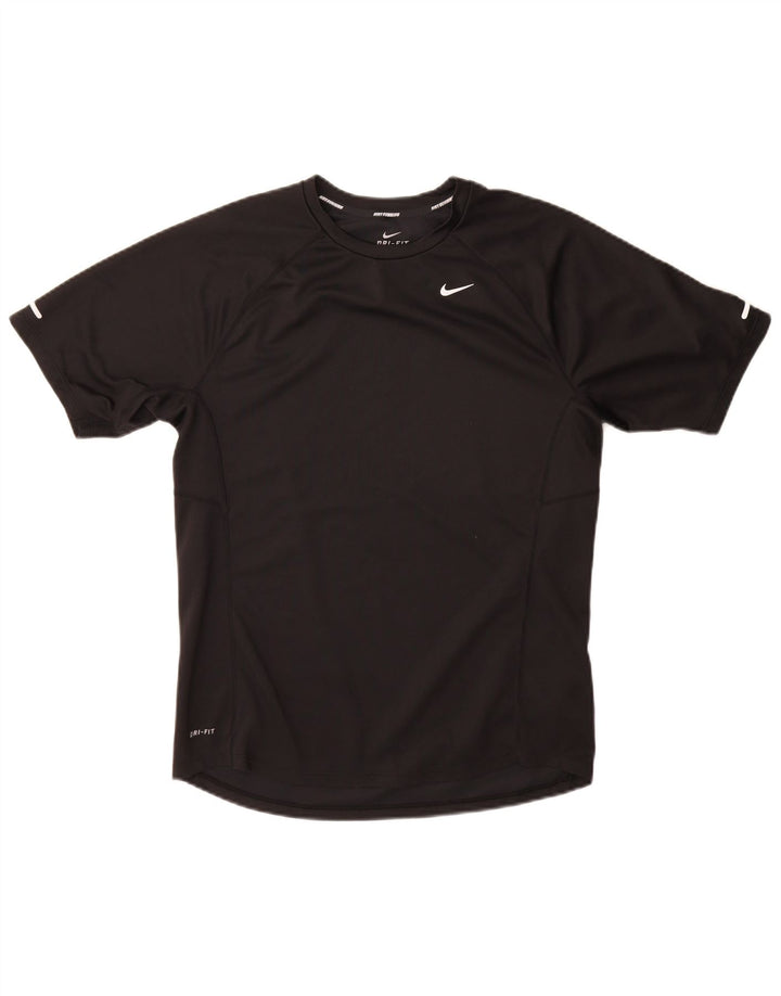 T-shirt Nike da uomo Dri Fit, top in poliestere nero medio