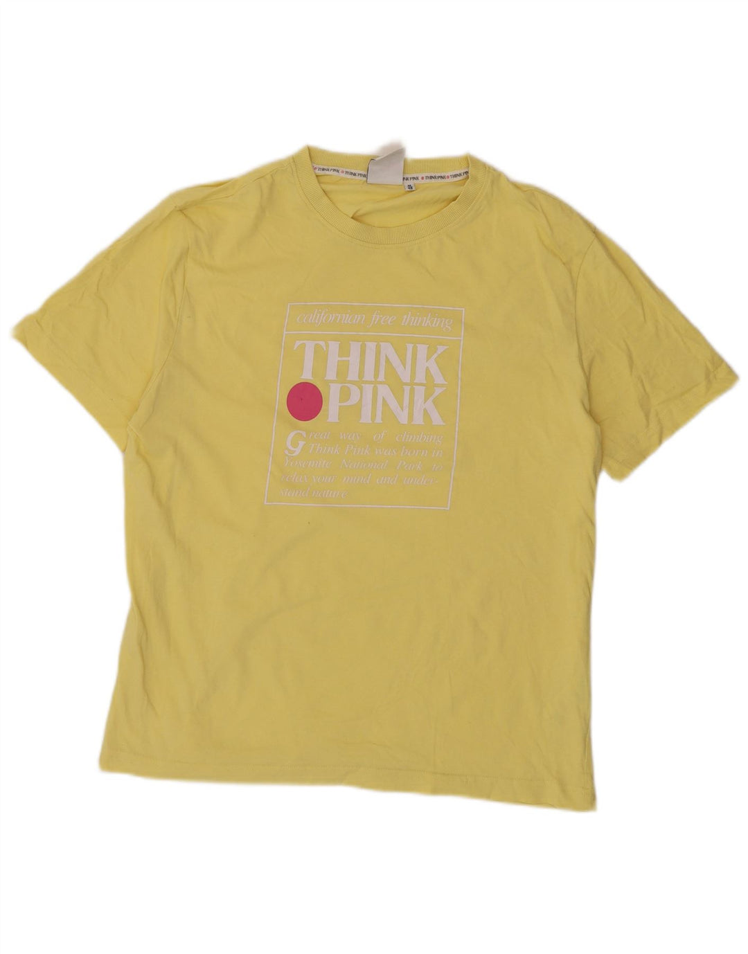 T-shirt grafica da uomo Think Pink Top IT 48 cotone giallo medio