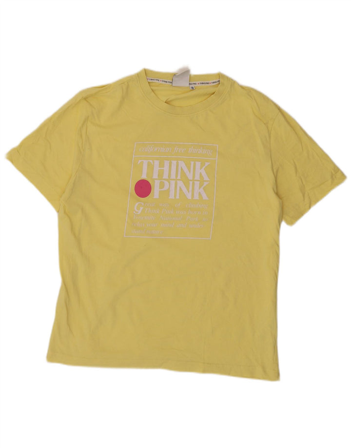 T-shirt grafica da uomo Think Pink Top IT 48 cotone giallo medio