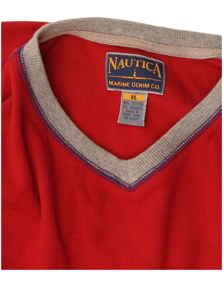 Nautica Top da uomo a maniche lunghe XL in cotone rosso