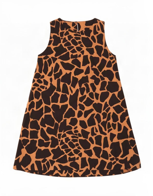 Vintage Womens Tent Dress One Size Beige Animal Print Cotton