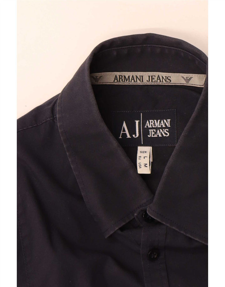 Camicia Armani Jeans Uomo Cotone Medio Blu Navy