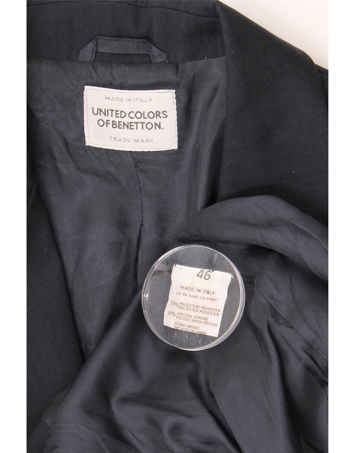 Giacca blazer a 2 bottoni da donna BENETTON IT 46 Large blu navy in poliestere