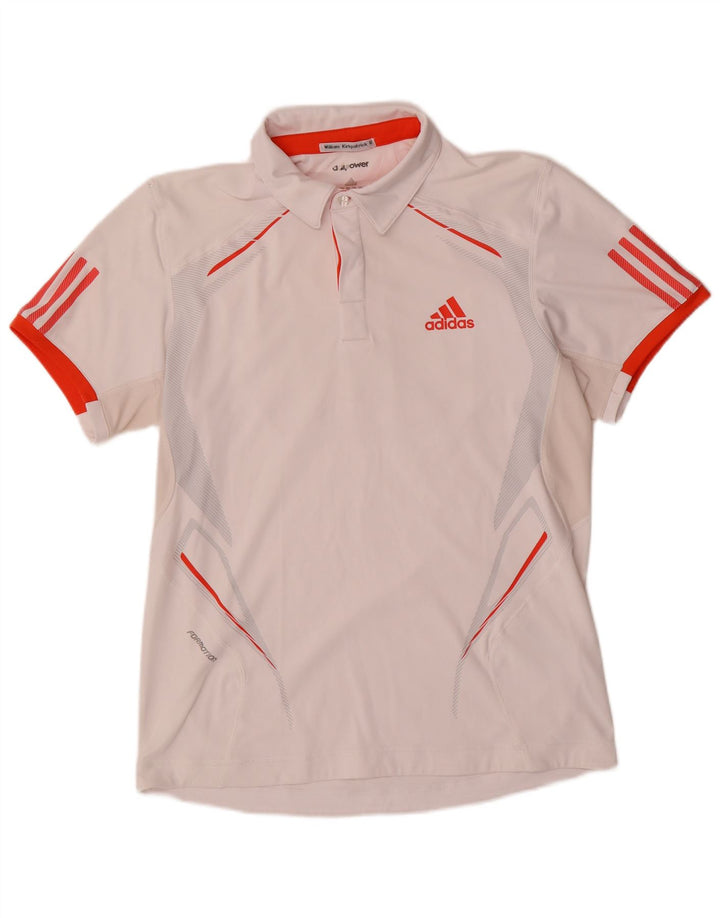 Polo Adidas Climacool da uomo in poliestere color block bianco medio