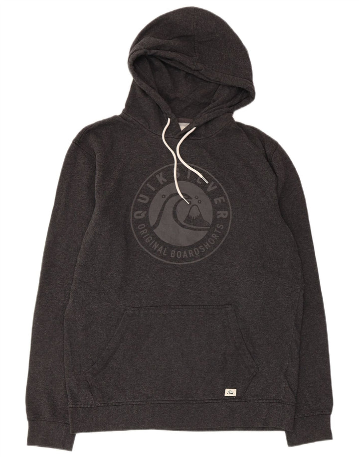Felpa con cappuccio grafica da uomo Quiksilver grande in cotone grigio
