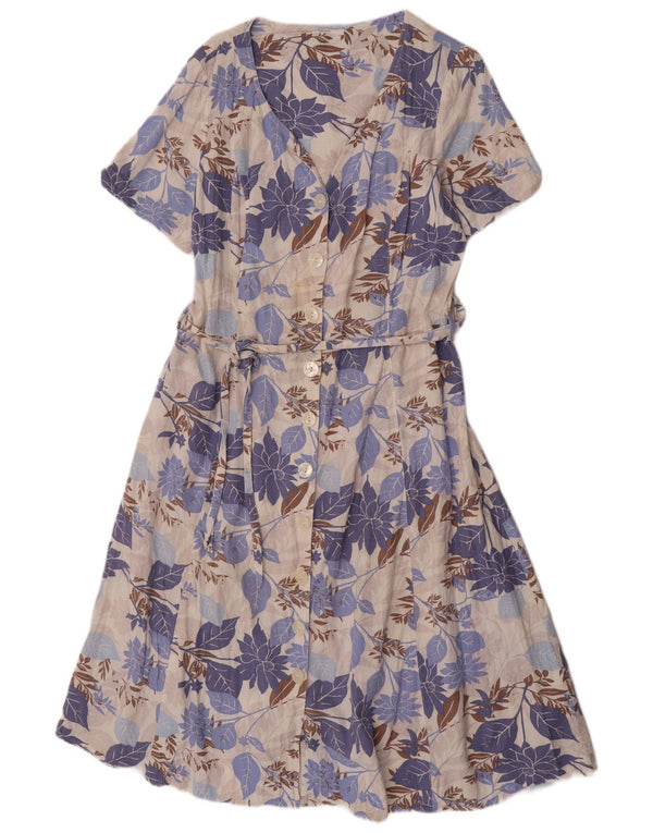Abito camicia a maniche corte da donna Marks & Spencer UK 16 Grande floreale blu