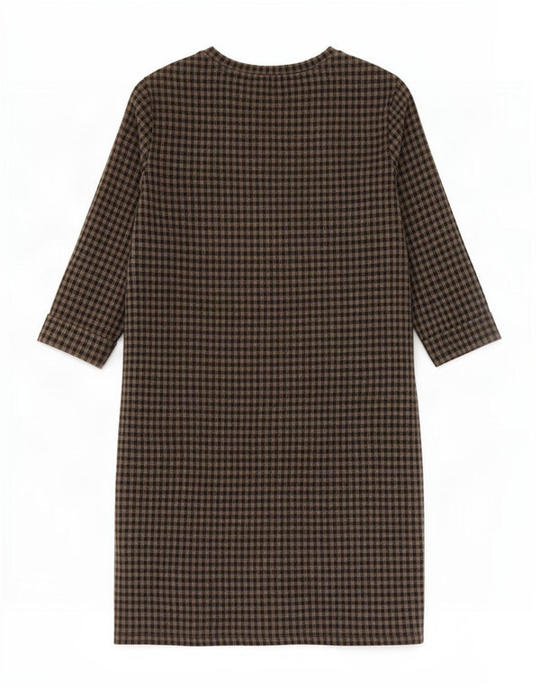 Abito a trapezio con maniche a 3/4 da donna Marks & Spencer UK 10 Small Grey Gingham