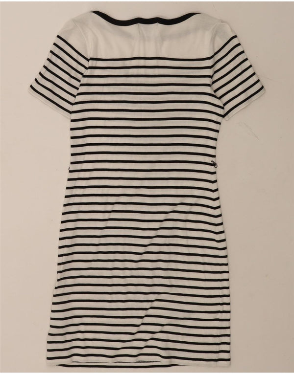 Ralph Lauren Womens T-Shirt Dress UK 12 Medium White Striped Cotton