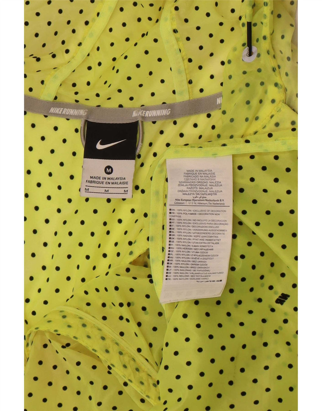 Giacca antipioggia con cappuccio Nike da donna UK 14 medio giallo maculato