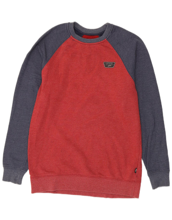 Felpa da uomo VANS maglione piccolo rosso in cotone color block