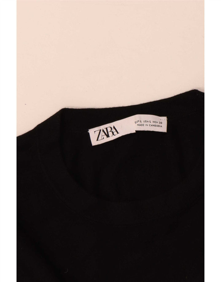 Maglione maglione girocollo da donna Zara UK 14 grande nero