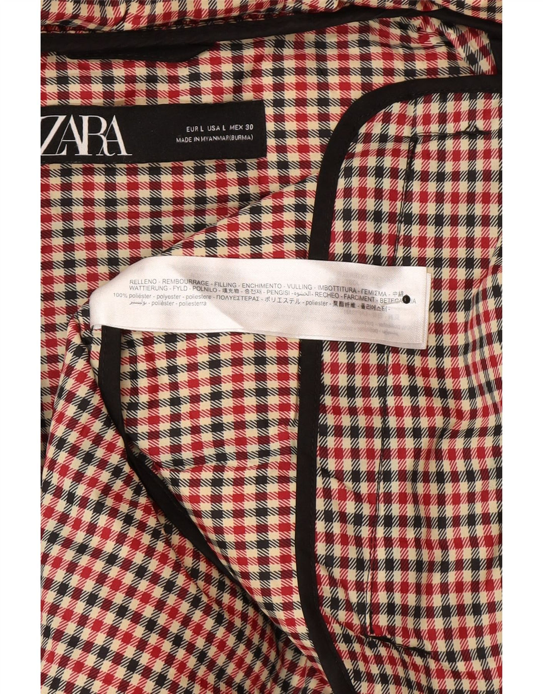 Giacca imbottita con cappuccio da donna Zara UK 16 grande nera in poliestere invernale