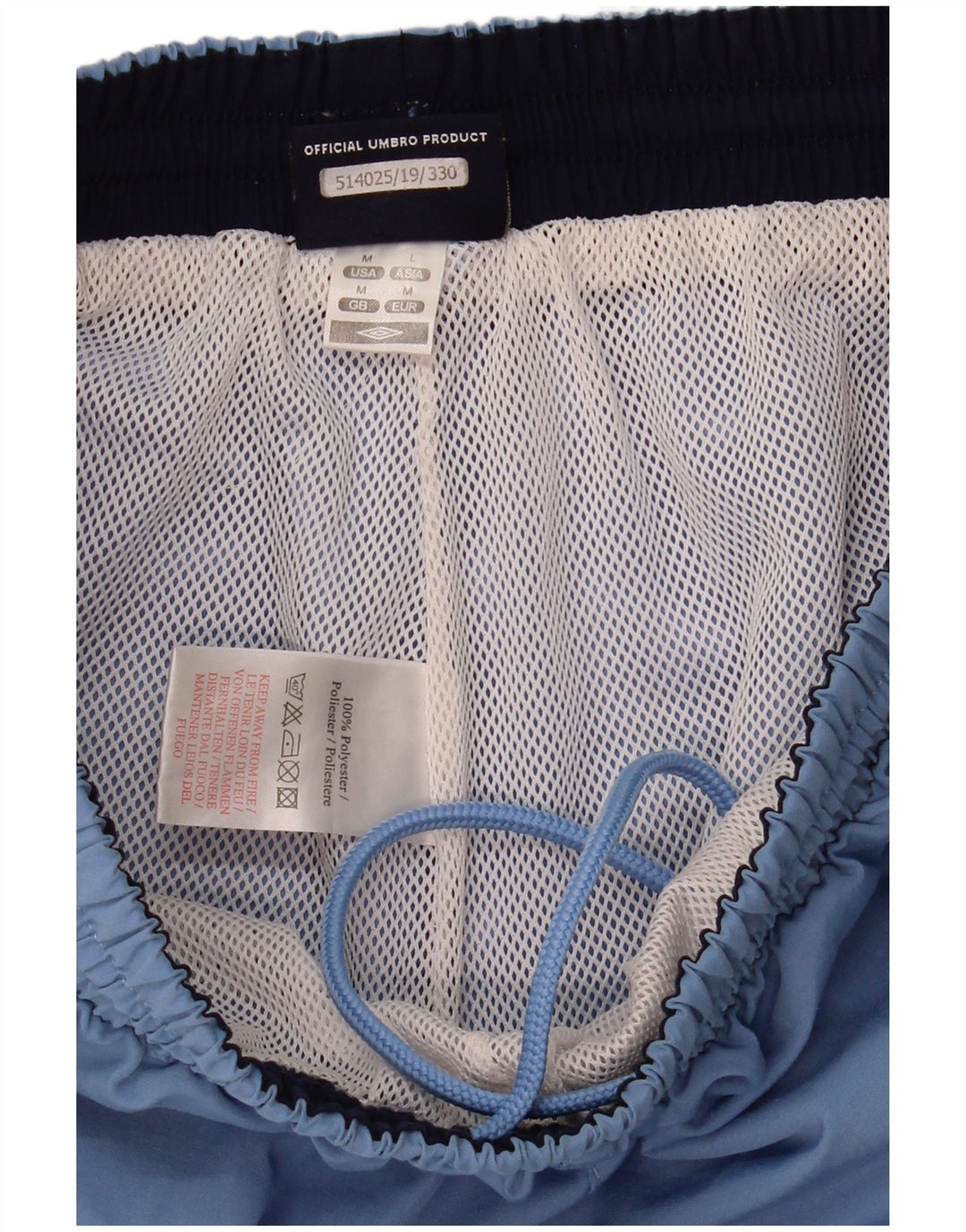 Pantaloncini sportivi grafici da uomo Umbro in poliestere blu medio