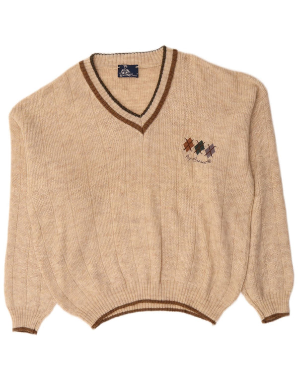 Maglione da uomo con scollo a V BRESCI XL Beige acrilico
