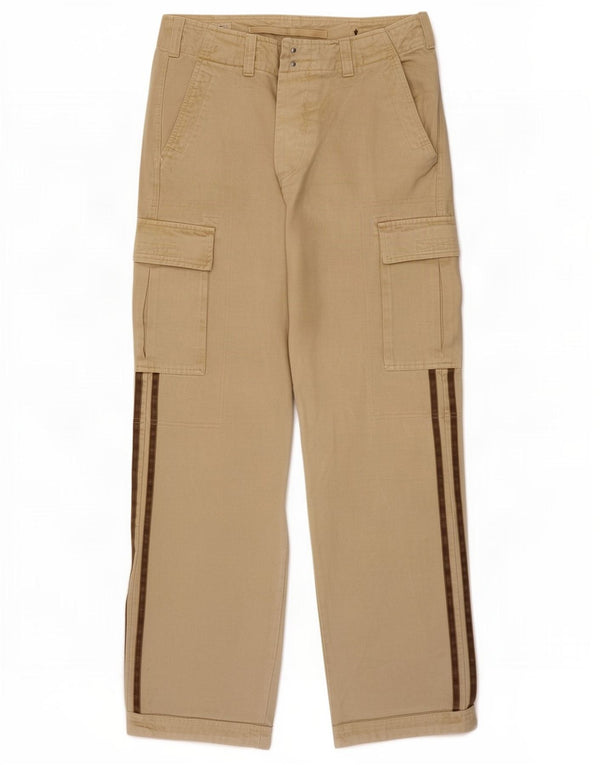 Vintage Mens Straight Cargo Trousers W33 L30 Beige Cotton