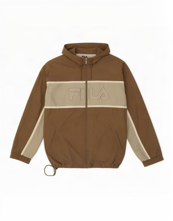 Fila Mens Graphic Hooded Tracksuit Top Jacket IT 56 XL Beige Colourblock