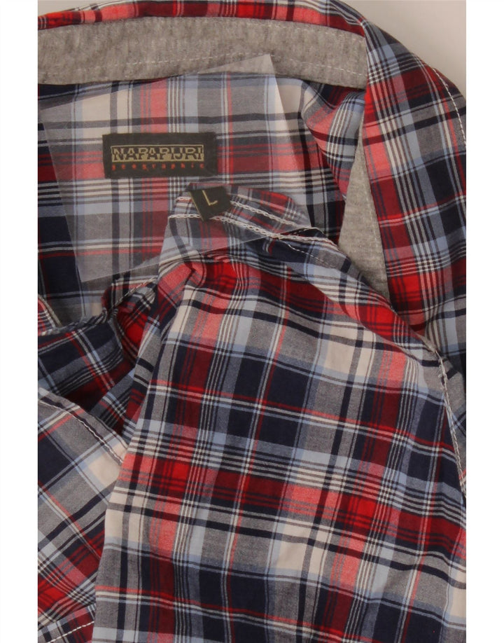 NAPAPIJRI Mens Short Sleeve Shirt Large Red Check Vintage Napapijri and Second-Hand Napapijri from Messina Hembry 