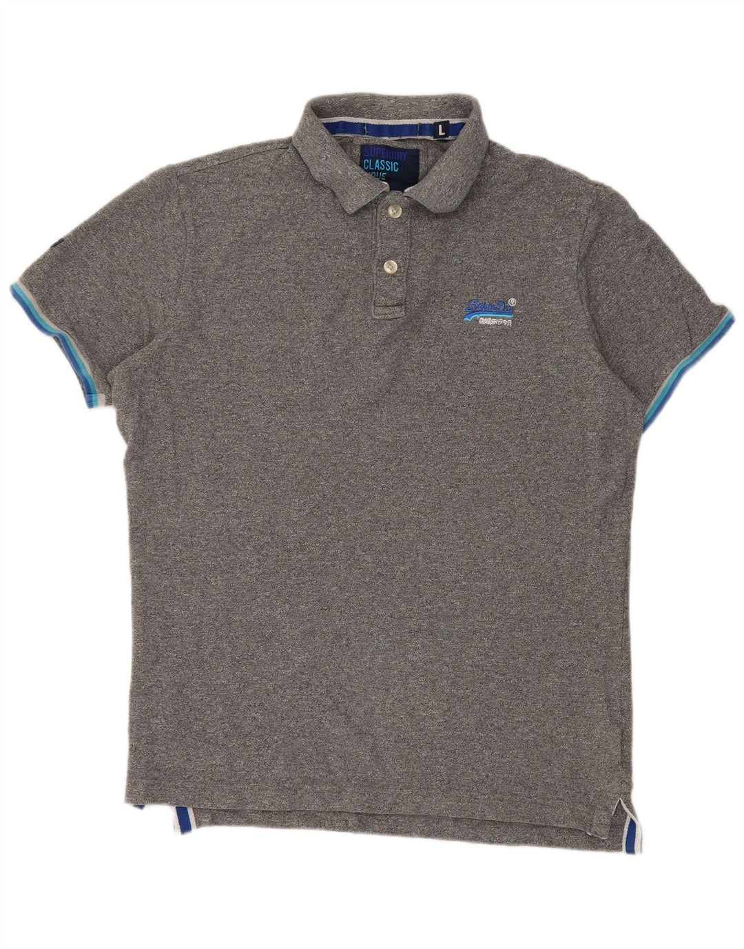 Polo da uomo Superdry Large in cotone chiazzato grigio