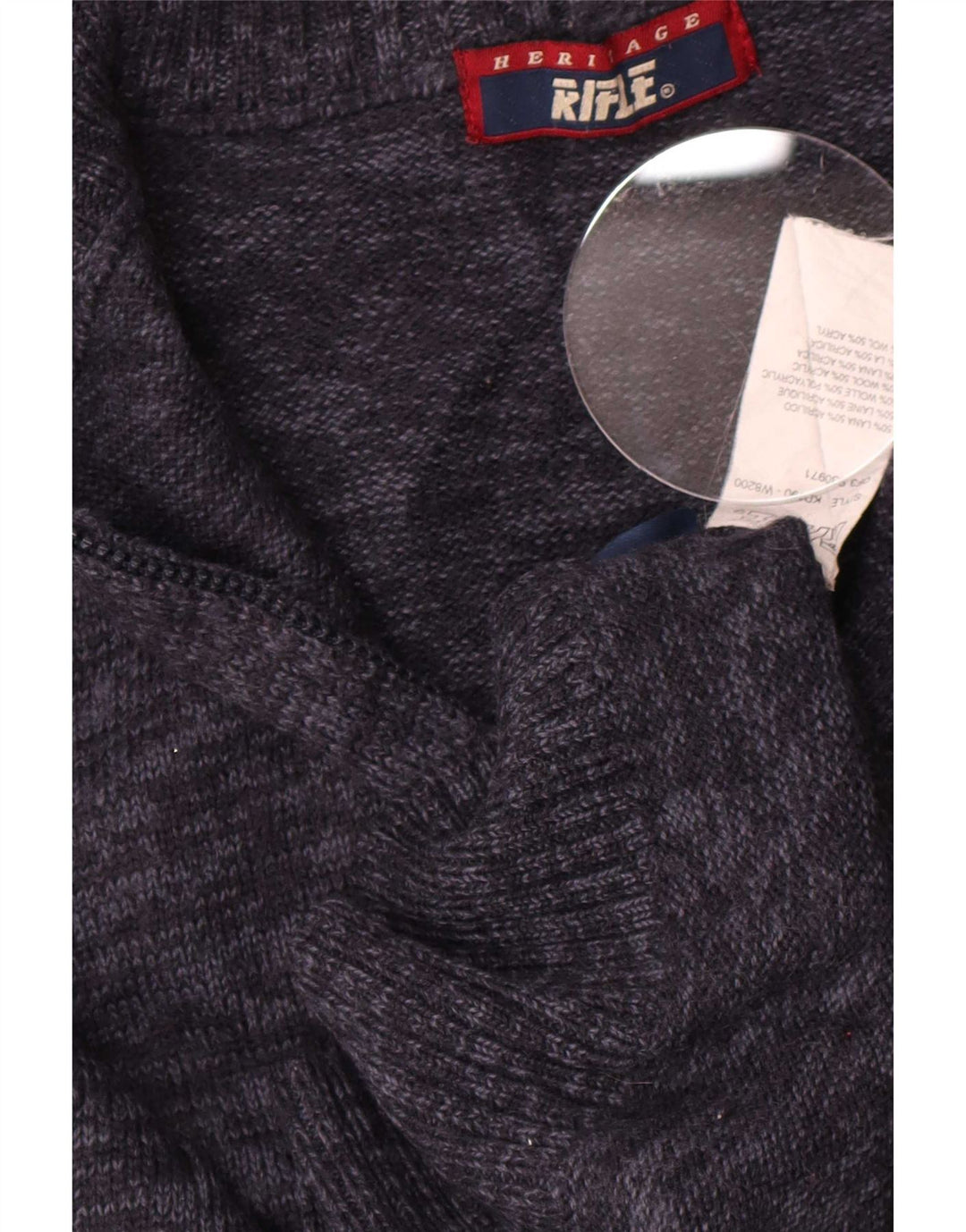 Maglione cardigan da uomo Rifle in lana screziata media blu navy