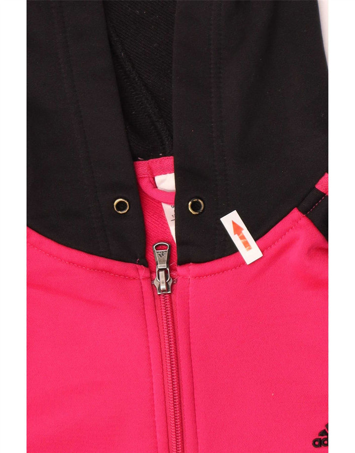 Felpa con cappuccio e zip da donna Adidas UK 12/14 Poliestere rosa medio