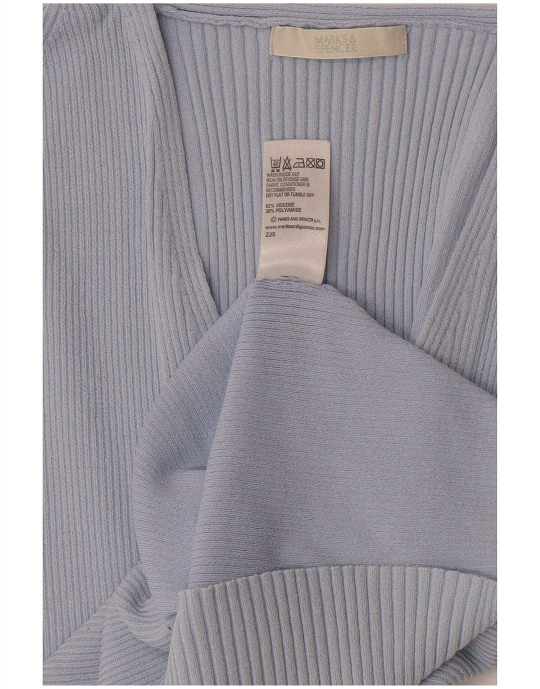 T-shirt corta da donna Marks & Spencer UK 14 Viscosa blu medio