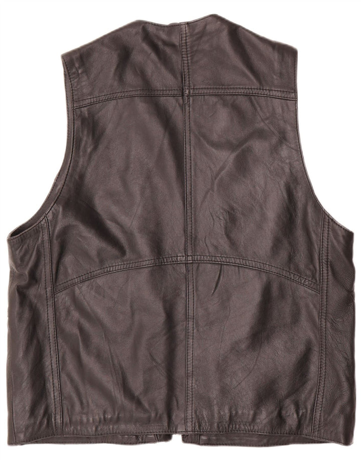 Gilet multiuso in pelle da uomo vintage EU 52 XL nero