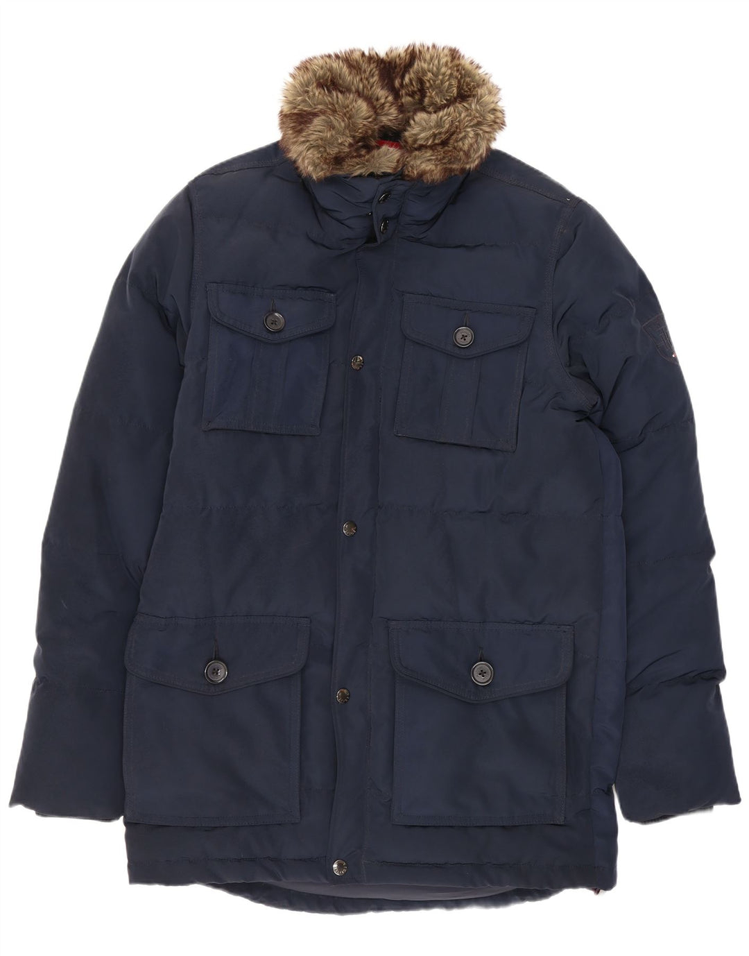 Cappotto imbottito da uomo Tommy Hilfiger UK 36 piccolo poliestere blu navy